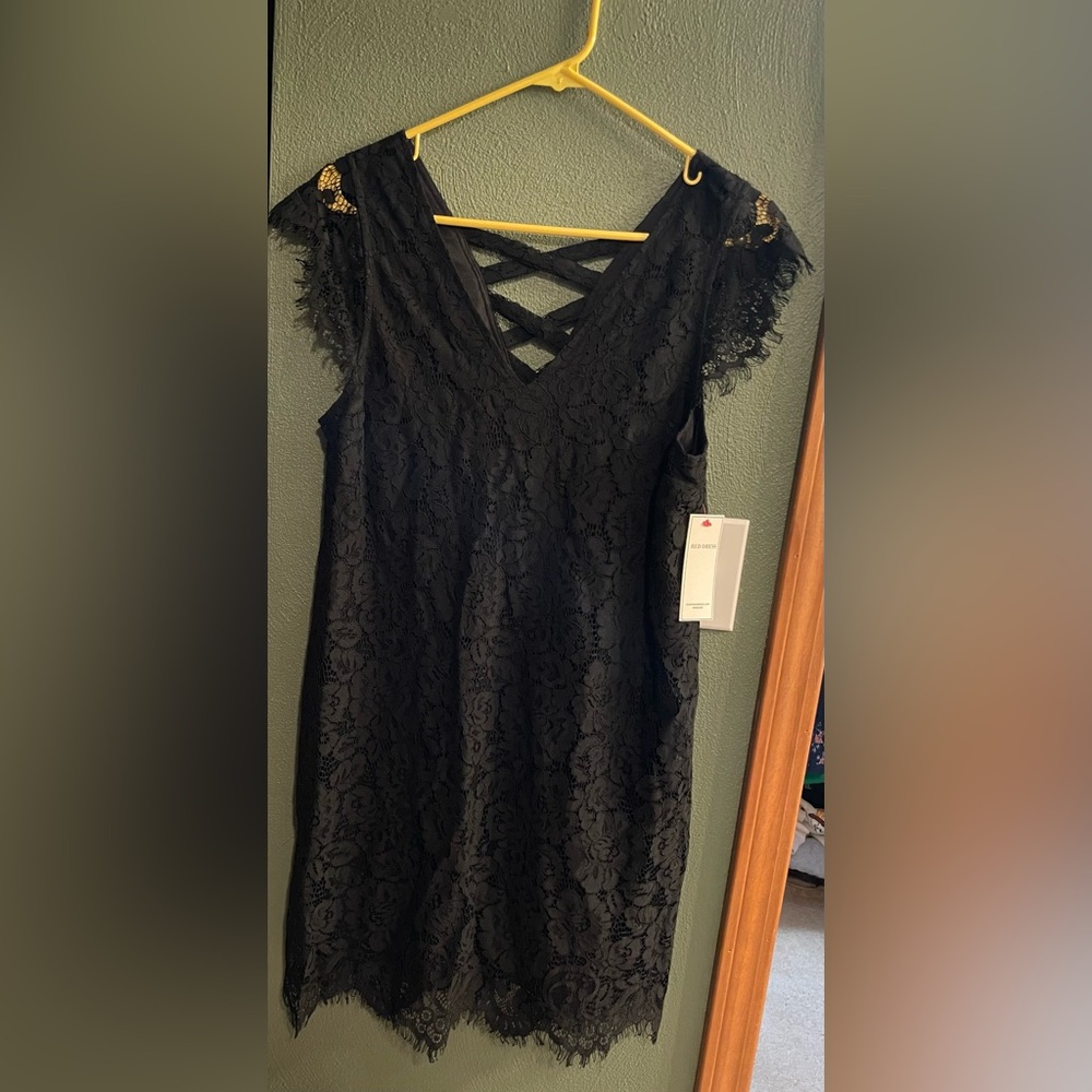 Black Lace Dress with Crisscross Back